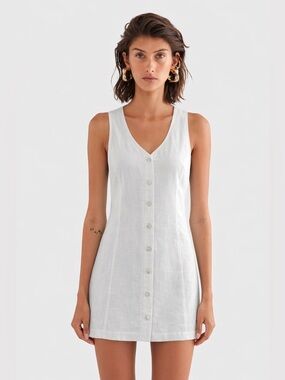 NWT Venroy Coastal Chic Quiet Luxury Vacation White Linen Mini with Pockets 📐XS